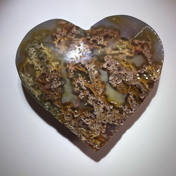 Moss Agate Crystal Heart‎ (#5) - Picture 3 of 14